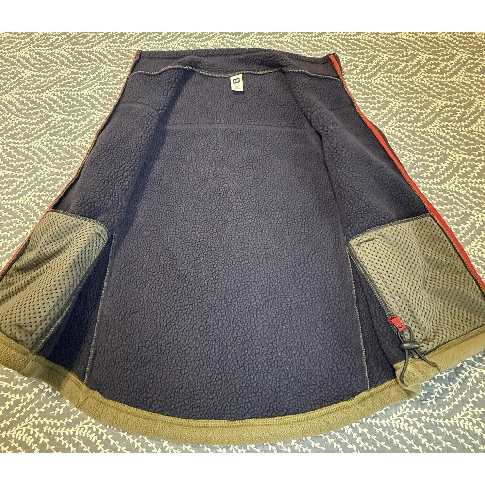 Gap Fleece Vest Boy's XL (12) Green Pockets Full Zip Mock Neck 2005
